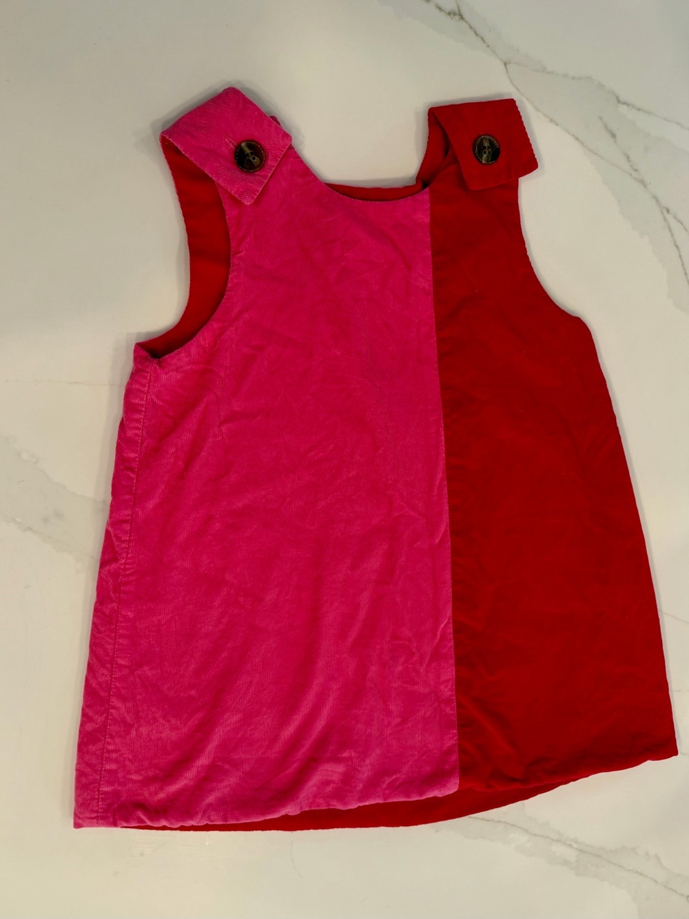 Beaufort Bonnet Two-Tone Pink & Red Pinafore 4T